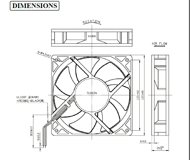 High Speed Motor Cooling Fan 24V 5W Energy Saving EEC0252B1-000C-A99