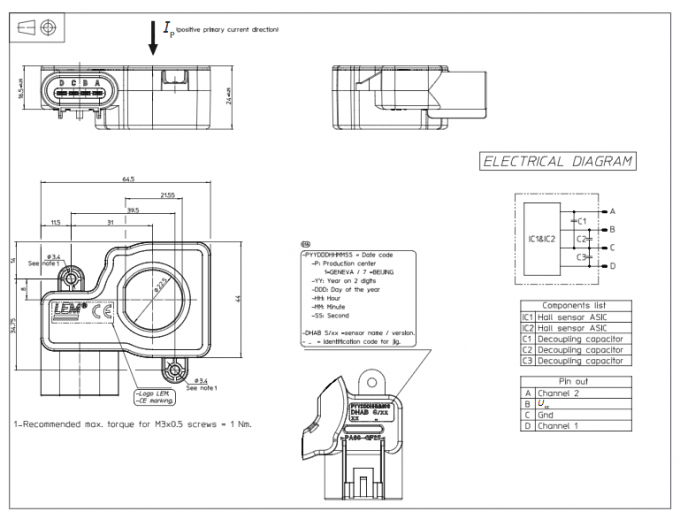 DHAB S/24 AUTOMOTIVE CURRENT TRANSDUCER OPEN LOOP TECHNOLOGYBattery